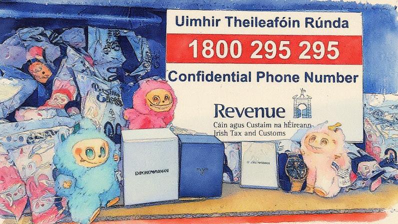Entre os contrabandos estavam 200 bonecas Labubu com um valor estimado de €4.000 (Foto: Revenue Irish Tax and Customs)