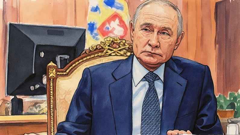 Presidente da Rússia, Vladimir Putin, se encontra com German Gref, CEO do maior banco da Rússia, Sberbank, em Moscou no dia 29 de julho de 2025. (Foto: Mikhail Metzel | Afp | Getty Images)