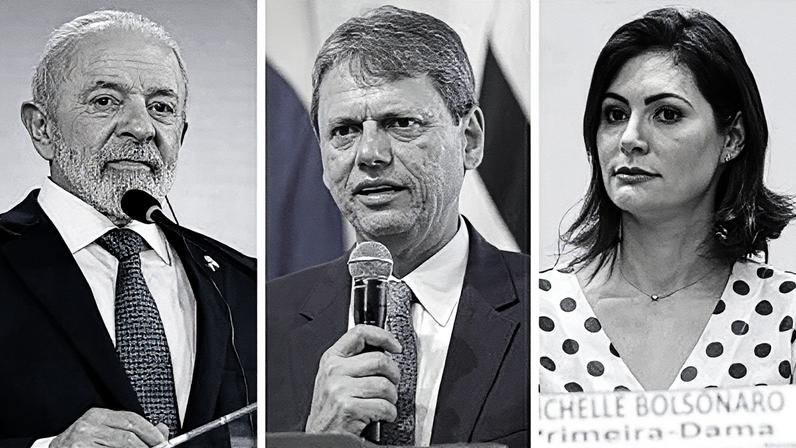 Lula, Tarcísio e Michelle foram testados como candidatos em 2026. (Foto: Ricardo Stuckert / PR; Pablo Jacob/Governo do Estado de SP; e Michel Jesus/ Câmara dos Deputados)