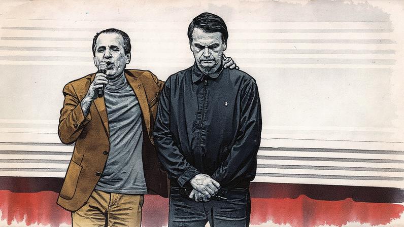 Deus escolheu as coisas vis: Jair Bolsonaro e o pastor Silas Malafaia em 2018 — Foto: Domingos Peixoto/30-10-2018
