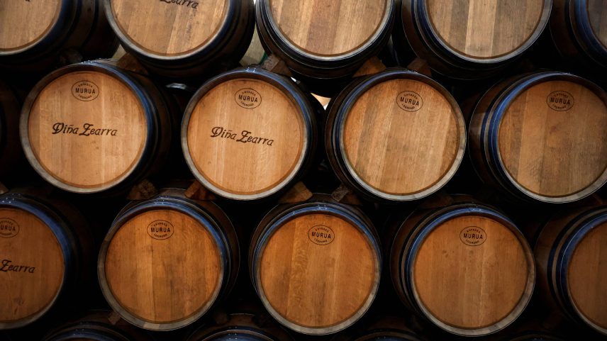 Barris de madeira armazenam vinho tinto em vinícola da região de Rioja, na Espanha (Foto: Vincent West/Reuters)