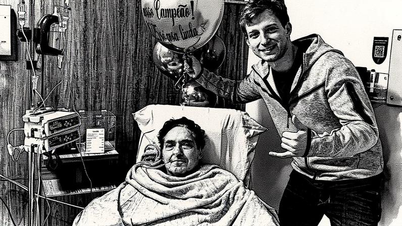 Saul Klein e Enzo Gorentzvaig, sócio da 360 Graus, no hospital Vila Nova Star; herdeiro caçula de fundador da Casas Bahia cita dificuldades para arcar com gastos hospitalares em pedido de antecipação de herança (Foto: Arquivo pessoal)