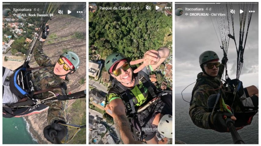 Luan Calor em voos de parapente por Niterói (Foto: Reprodução / Instagram)