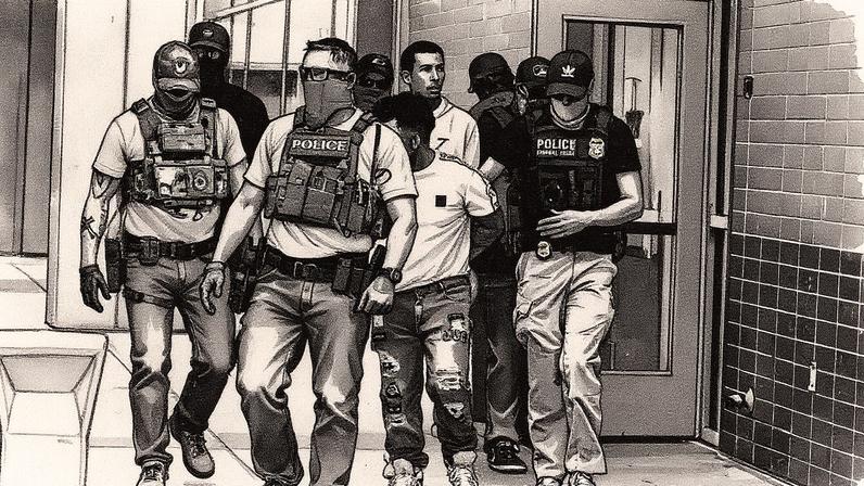 Agentes federais em um tribunal de imigração em Phoenix, Arizona, em maio de 2025. (Foto: Caitlin O'Hara/REUTERS)