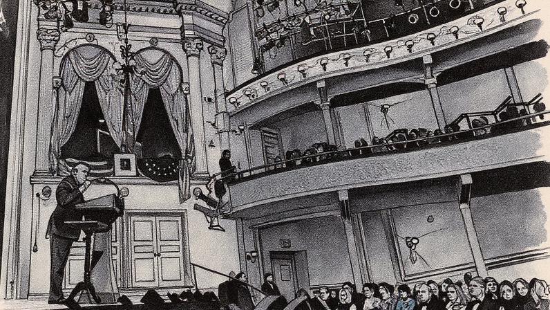 Donald Trump, presidente dos EUA, fala no Teatro Ford em Washington, DC, durante sua primeira administração (Foto: Andrea Hanks, via Flickr)