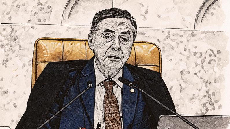 Ministro Barroso no Plenário do STF durante julgamento sobre responsabilização das redes sociais (Foto: Brenno Carvalho / Agência O Globo)