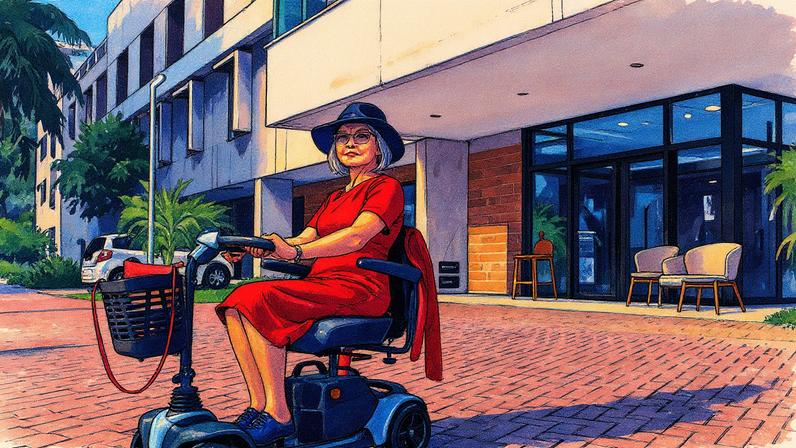 Marlene Nunes, de 88 anos, em frente da portaria principal do condomínio Cora (Foto: Gabriel de Paiva / Agencia O Globo)