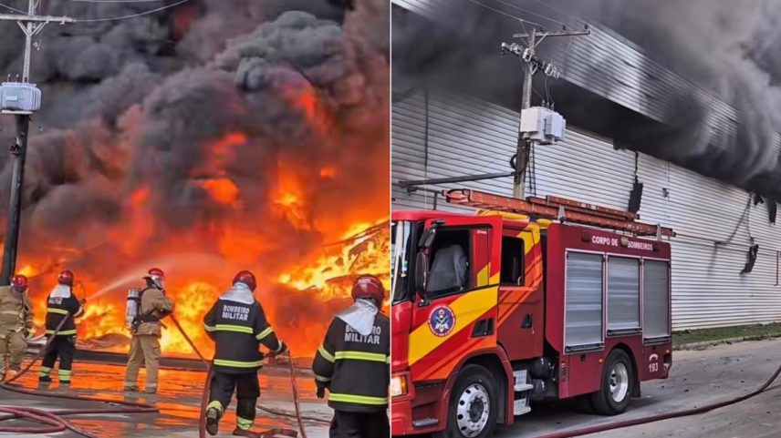 Incêndio de grandes proporções atinge galpões de fábricas em Manaus (AM) (Foto: Reprodução/Redes sociais)