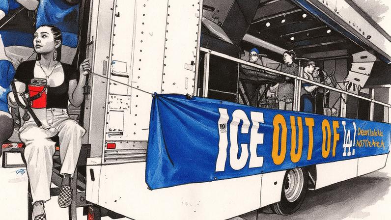 Protesto contra as ações federais de controle de imigração, em Los Angeles, Califórnia, no dia 12 de agosto de 2025. (Foto: CAROLINE BREHMAN/EFE)