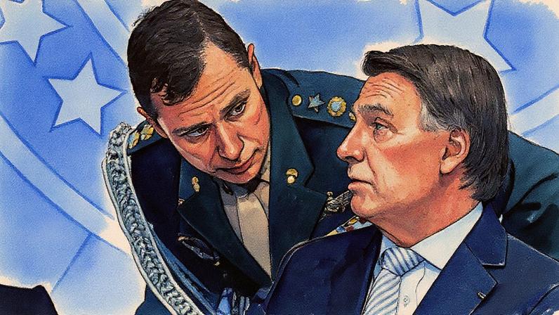 O ex-presidente Jair Bolsonaro e o tenente-coronel Mauro Cid (Foto: Dida Sampaio/Estadão)