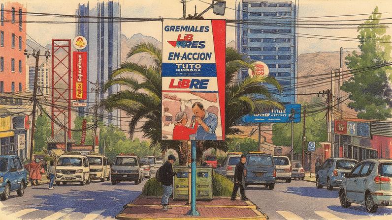 Cartaz de um dos candidatos à Presidência da Bolívia, Jorge "Tuto" Quiroga Ramirez, em poste nas ruas de La Paz (Foto: Jorge Bernal/AFP)