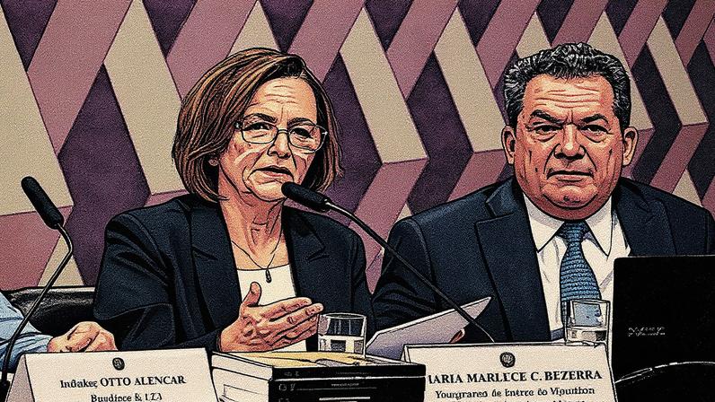 Comissão de Constituição, Justiça e Cidadania (CCJ) realiza sabatina de autoridades para cargos em tribunais, conselhos e agências. Mesa: indicada para exercer o cargo de ministra do Superior Tribunal de Justiça (STJ), Maria Marluce Caldas Bezerra (MSF 39/2025); indicado para exercer o cargo de ministro do Superior Tribunal de Justiça (STJ), Carlos Augusto Pires Brandão (MSF 31/2025). (Foto: Edilson Rodrigues/Agência Senado)