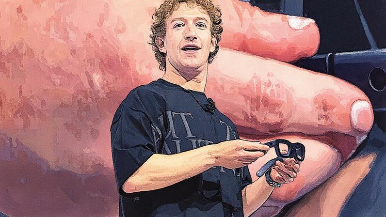 Mark Zuckerberg, CEO da Meta, experimenta os óculos AR Orion durante o evento anual Meta Connect na sede da empresa em Menlo Park, Califórnia, em 25 de setembro de 2024. (Foto: Manuel Orbegozo | Reuters)