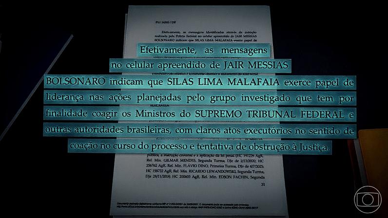 Ministro aponta o papel de liderança de Malafaia (Foto: Jornal Nacional)