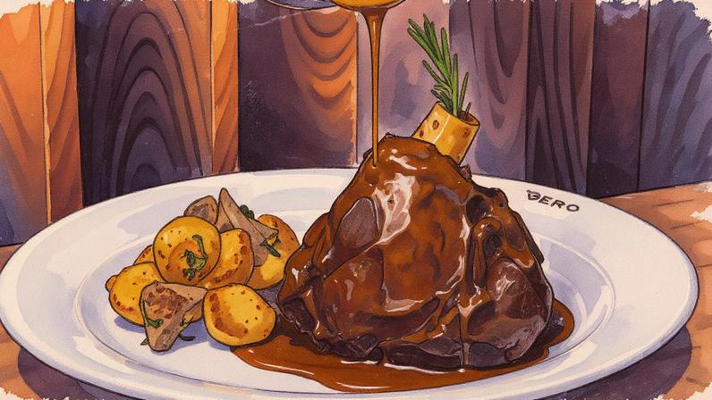 Perna de cordeiro assada no forno com batatas e alcachofras. (Foto: Tomás Rangel)
