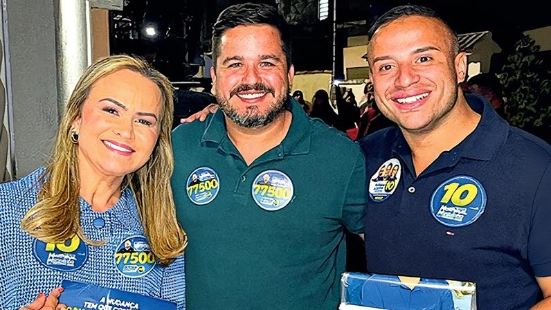 Daniela do Waguinho, Raphael Simonin e Matheus durante campanha nas eleições de 2024 em Belford Roxo (Foto: Redes Sociais/Reprodução)