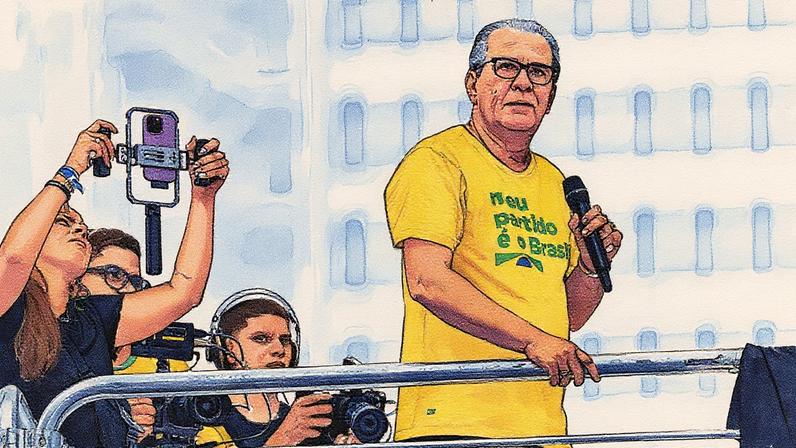 Ato na Avenida Paulista com a presença do ex-presidente Jair Bolsonaro pede o impeachment do ministro Alexandre Moraes. Estiveram presentes os irmãos Carlos, Eduardo e Flávio Bolsonaro, Nikolas Ferreira, governador Tarcísio de Freitas, Malafaia e Magno Malta. (Foto: Tiago Queiroz/Estadão)