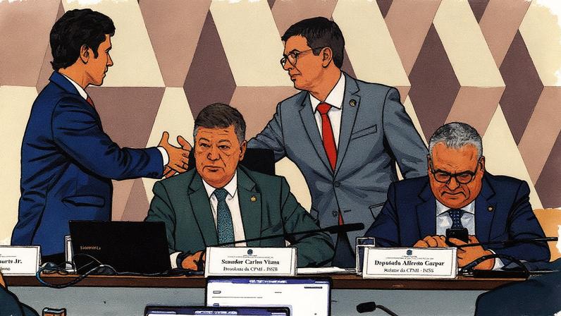 Presidente da CPI do INSS, Carlos Viana, e o relator da comissão, Alfredo Gaspar (Foto: Cristiano Mariz)