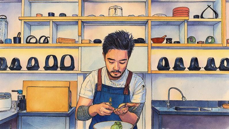 Rafael Aoki cria sobremesas que unem rigor técnico e memória (Foto: LEO MARTINS)