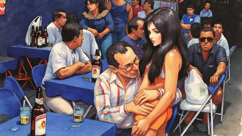 Homem de 56 anos aliciando menor num bar de Manaus, em 1997 (Foto: Luís Carlos Santos/Agência O GLOBO)