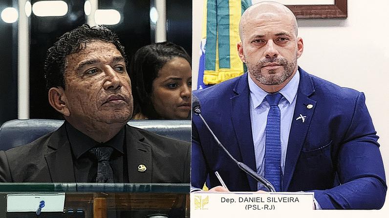 Senador Magno Malta (PL-ES) e deputado federal Daniel Silveira (PSL-RJ). (Foto: Roque de Sá/Agência Senado e Cleia Viana/Câmara dos Deputados)