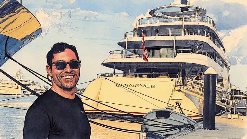 Ortega a bordo do iate St. David enquanto filma o reality show "Below Deck." (Foto: Fred_Jagueneau_Bravo)