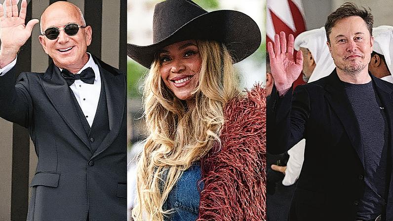 Jeff Bezos, Beyoncé e Elon Musk — Foto: Getty Images
