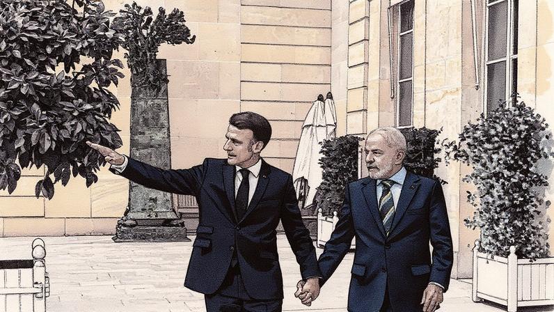 Presidente da França, Emmanuel Macron, e presidente do Brasil, Luiz Inácio Lula da Silva. (Foto: Ricardo Stuckert/ Presidência da República)
