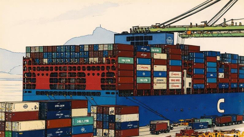 Navio porta-contêineres no Porto do Rio de Janeiro (Foto: Dado Galdieri/Bloomberg/16/07/2025)
