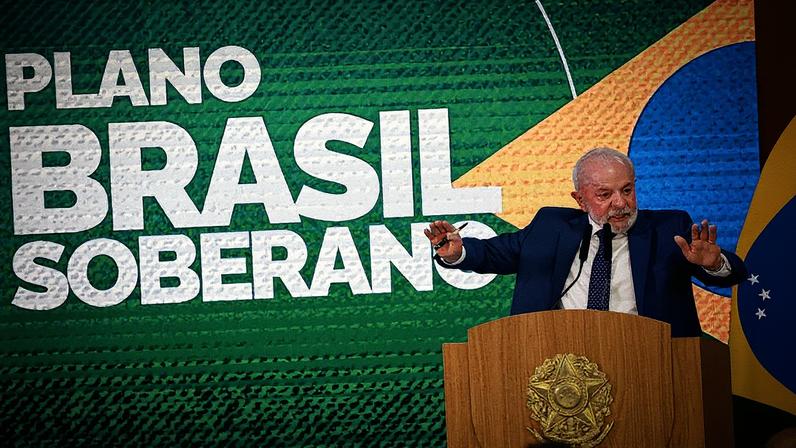 O presidente Lula em evento de anúncio de MP contra tarifaço de Trump (Foto: Cristiano Mariz/Agência O Globo)
