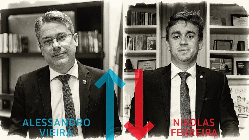 Senador Alessandro Vieira e deputado federal Nikolas Ferreira em evento político (Foto: Reprodução)