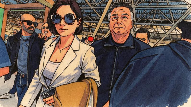 Jair Bolsonaro acompanha Michelle Bolsonaro no aeroporto de Brasília, de onde ela embarcou para a posse do novo presidente dos Estados Unidos, Donald Trump, em janeiro (Foto: Brenno Carvalho / Agência O Globo)
