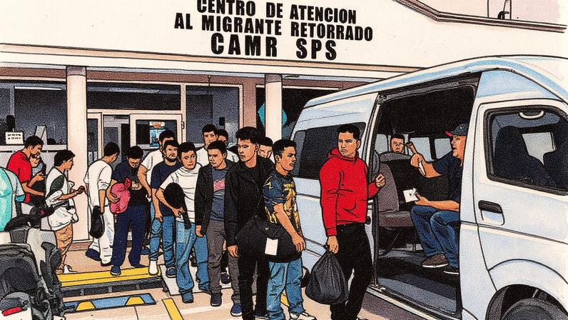 Migrantes hondureños deportados, en el Aeropuerto Ramón Villeda, en San Pedro Sula, Honduras, en diciembre de 2024. (Foto: Moises Castillo/AP)