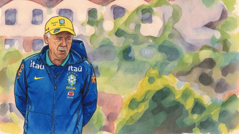 Técnico da seleção brasileira, Carlo Ancelotti, durante treino em Teresópolis, no Rio de Janeiro (Foto: Reprodução)
