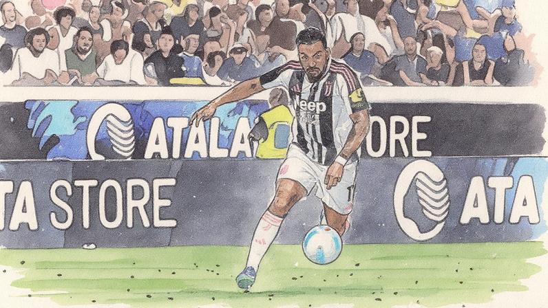 Nico González durante um jogo com a Juventus (Foto: Reprodução)