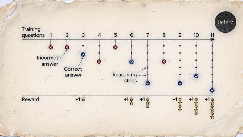 Modelo de linguagem grande é treinado com aprendizado por reforço para melhorar sua capacidade de raciocínio e autoavaliação ao resolver problemas matemáticos e de programação (Foto: Reprodução)