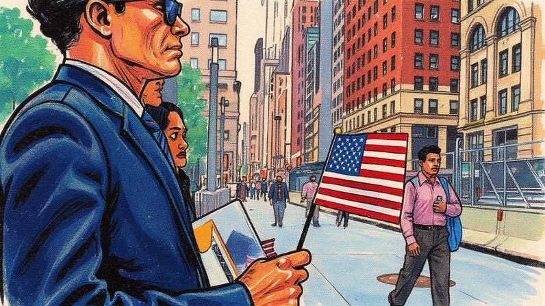 Candidato a cidadania americana aguarda em fila em Nova York (Foto: Reprodução)