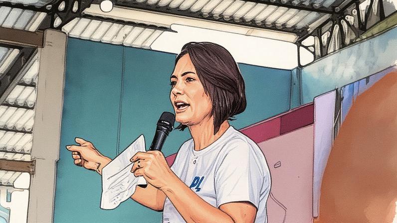 Michelle Bolsonaro em evento público (Foto: Reprodução)