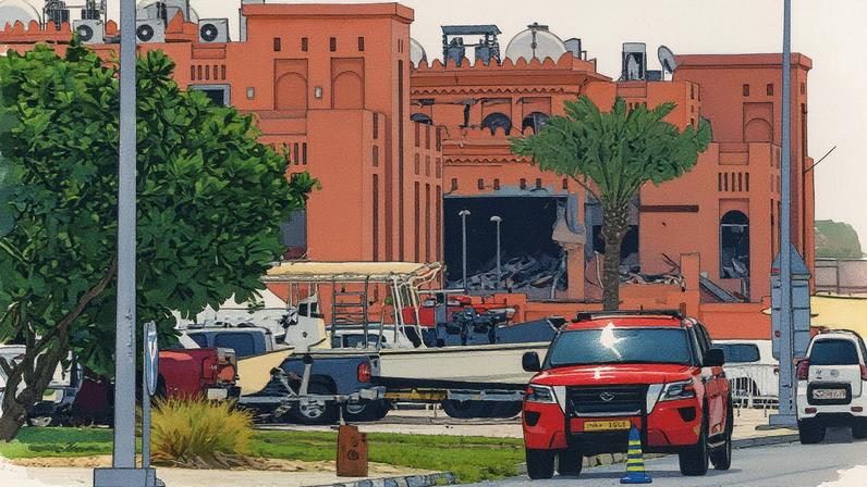 Casa atingida por ataque em Doha, no Catar (Foto: Reprodução)