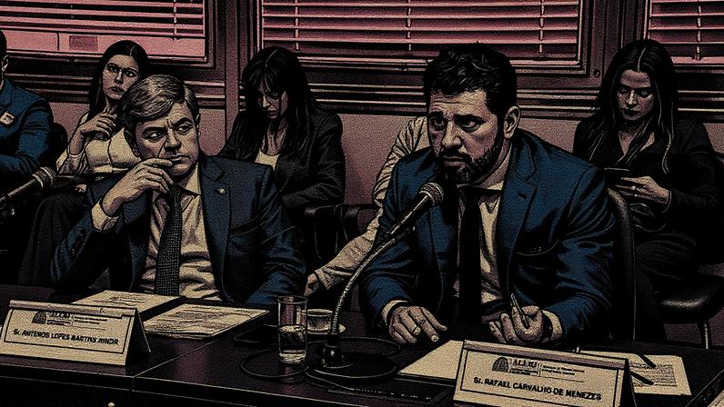 Delegados Rafael de Menezes e Antenor Lopes durante sabatina (Foto: Reprodução)