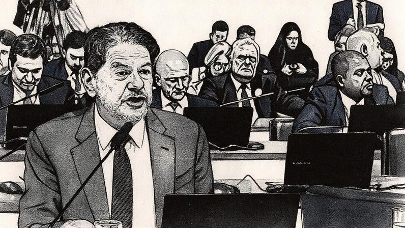 Senador Cid Gomes fala em coletiva, dirigindo-se ao irmão Ciro Gomes (Foto: Reprodução)