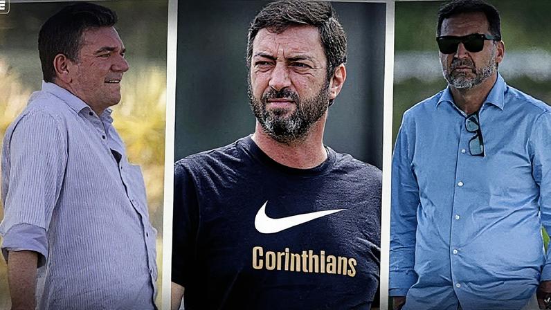 Andrés Sanchez, Duilio Monteiro Alves e Augusto Melo, ex-presidentes do Corinthians, posam juntos (Foto: Reprodução)