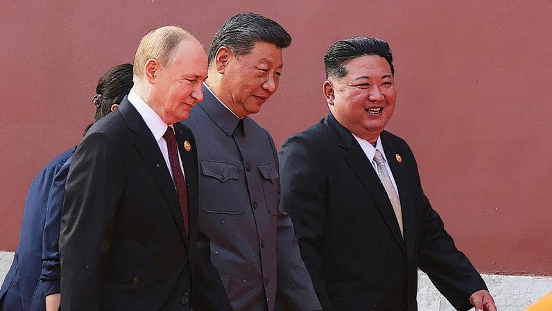 Presidentes da Rússia e da China, além do líder da Coreia do Norte, conversam em Pequim (Foto: Reprodução)