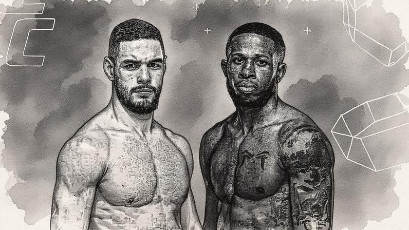 Arte anunciando a luta principal do UFC Vegas 111, com as fotos de Gabriel Bonfim e Randy Brown; evento será realizado no dia 8 de novembro, nos Estados Unidos. (Divulgação)