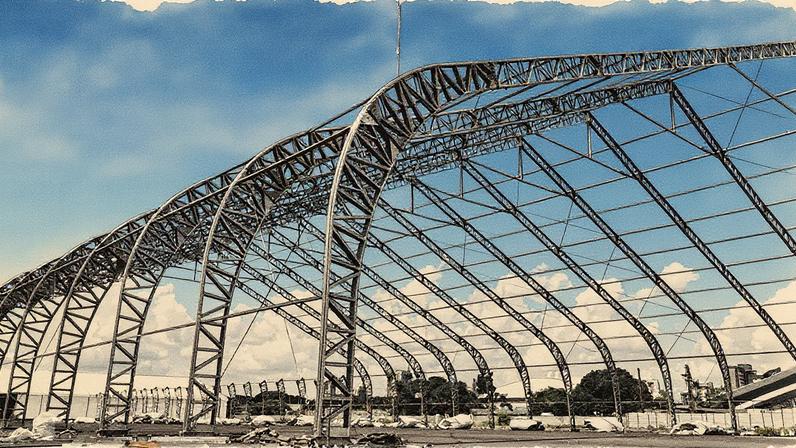 Montagem de pavilhões da COP30 no Parque da Cidade, em Belém (Foto: Reprodução)