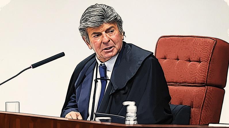 Ministro Fux participa do julgamento da trama golpista no STF (Foto: Reprodução)
