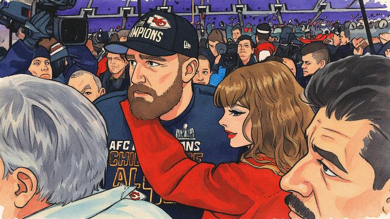 Travis Kelce #87 do Kansas City Chiefs celebra após vitória de 17-10 contra o Baltimore Ravens na final da AFC no M&T Bank Stadium (Foto: Reprodução)