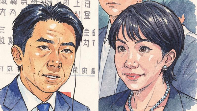 Membros do LDP, Shinjiro Koizumi e Sanae Takaichi, posam para foto (Foto: Reprodução)