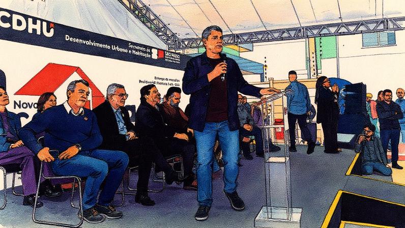 Tarcísio faz discurso em evento em Embu, SP (Foto: Reprodução)