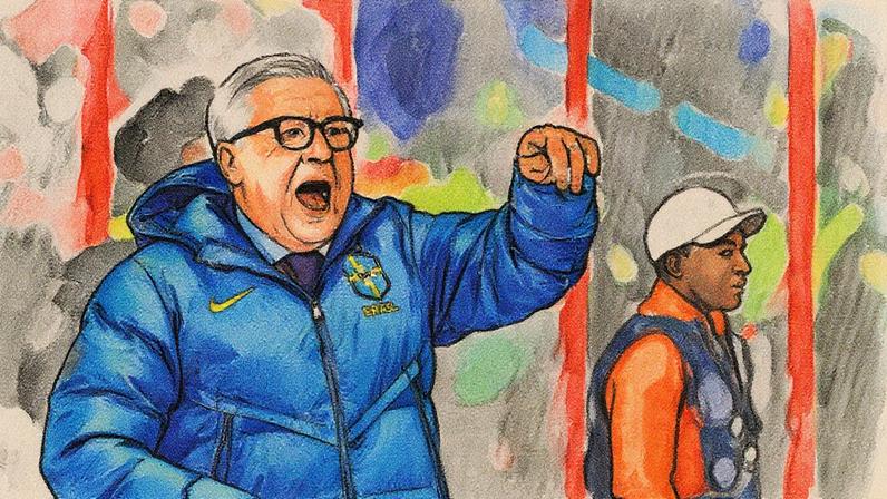 Carlo Ancelotti, técnico da seleção brasileira, em momento após a primeira derrota no comando da equipe (Foto: Reprodução)